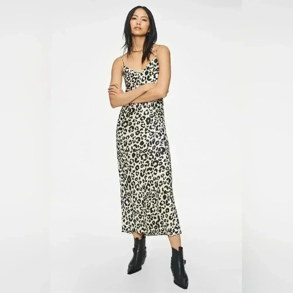 Anine Bing Rosemary Slip Dress Leopard XS
